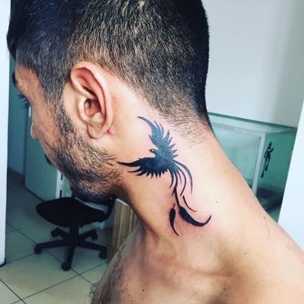 phoenix neck tattoo