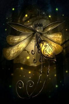 a magical firefly tattoo with a fairy