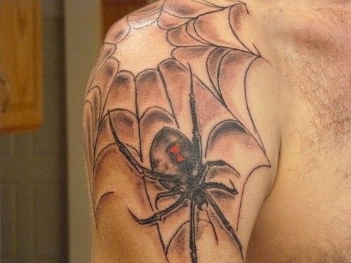 shoulder spider web tattoo