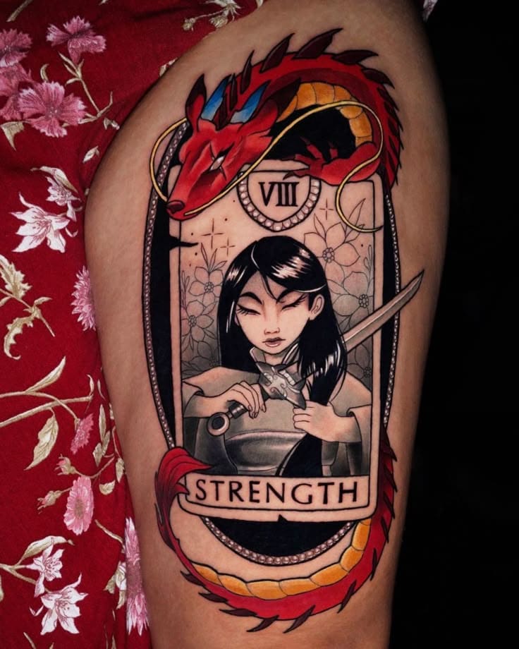 mulan with a shield tattoo