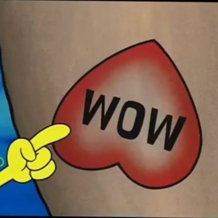 heart spongebob tattoo