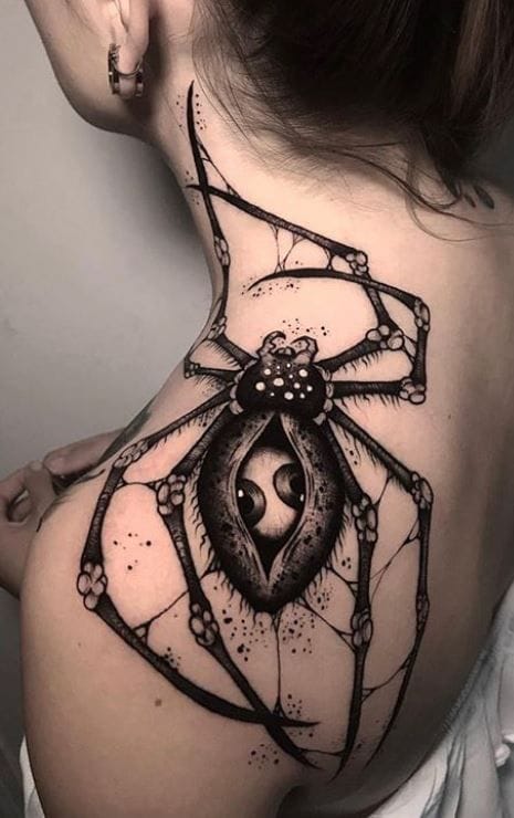 blackwork spider tattoo