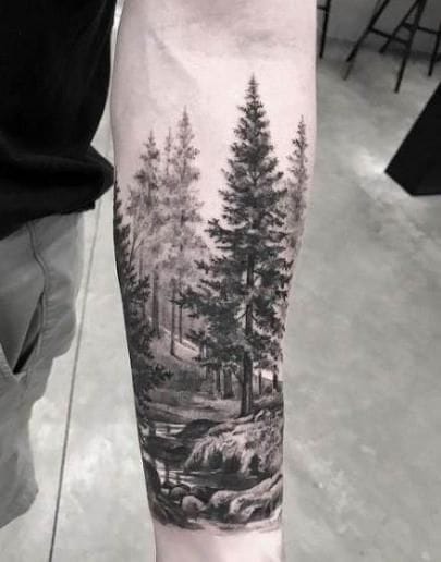 detailed forest tattoo