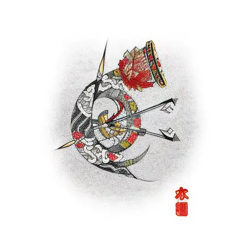a small Japanese arrow tattoo design idea