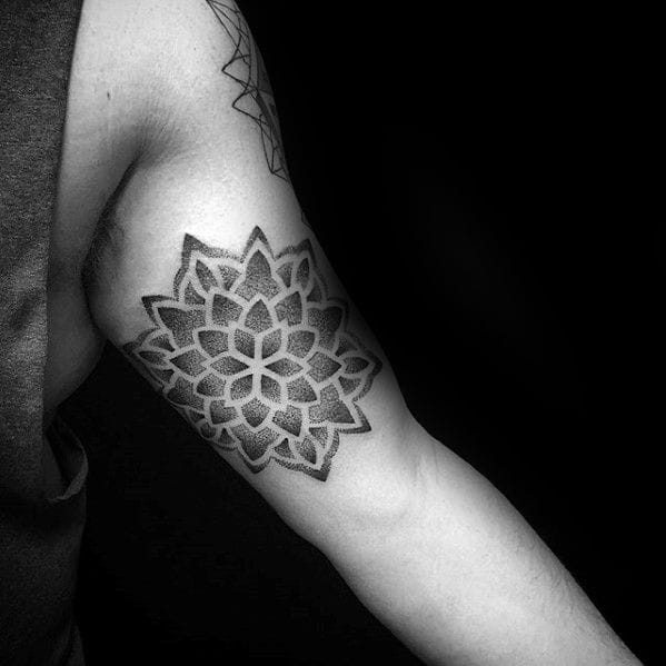 men's inner geometric tattoo