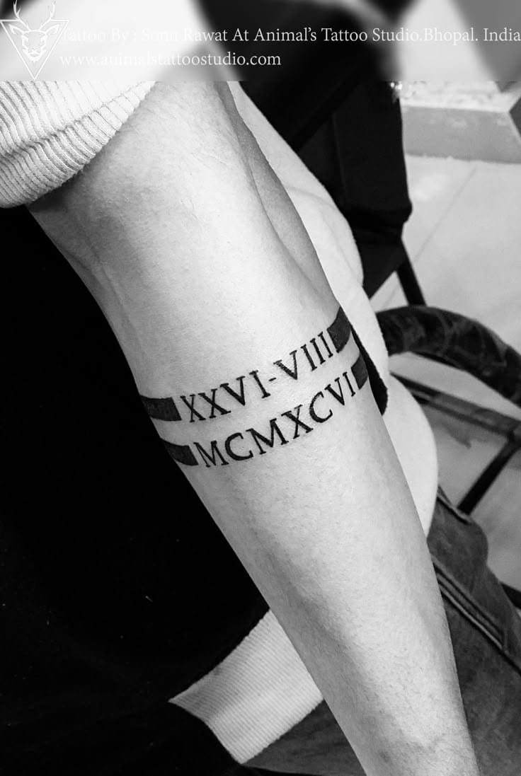 roman numerals armband tattoo