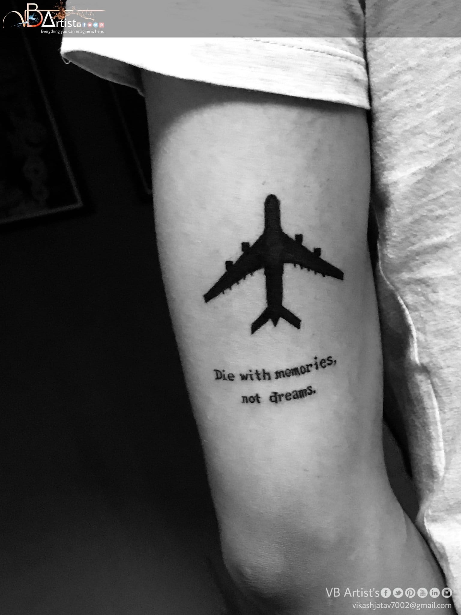 airplane with quote tattoo