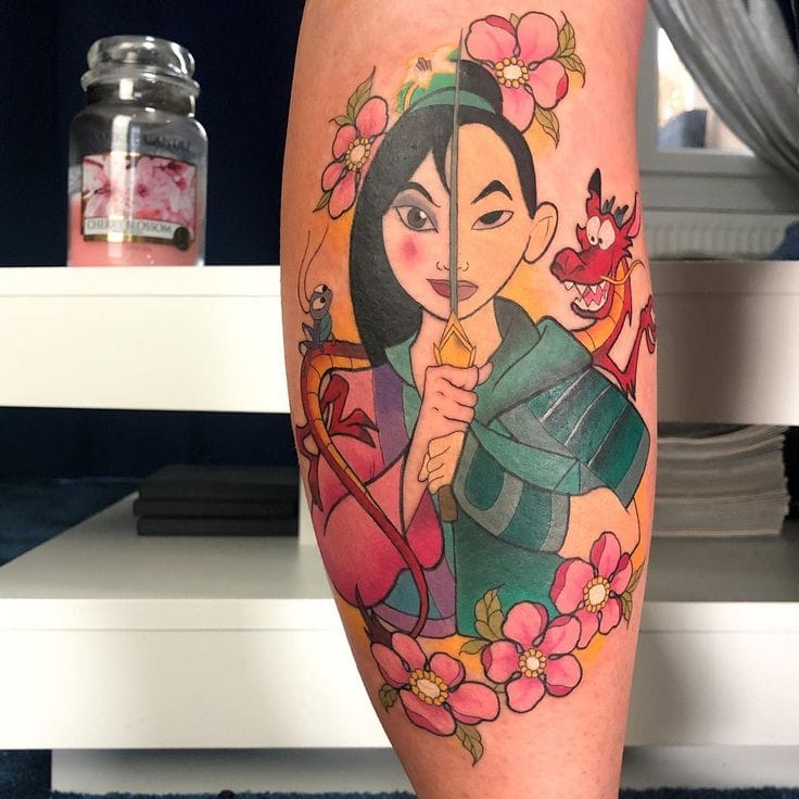 mulan in garden tattoo