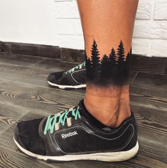 ankle forest tattoo