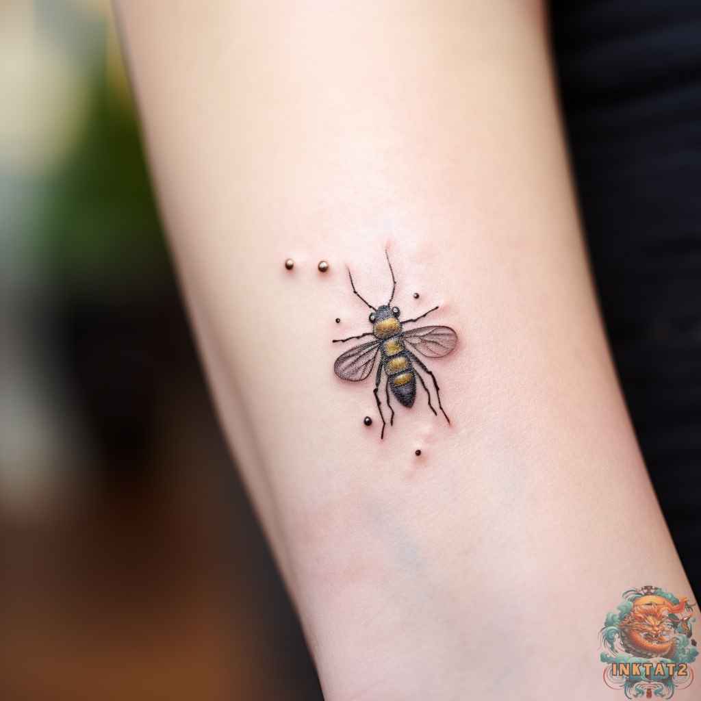 a beautiful firefly tattoo with a swarm