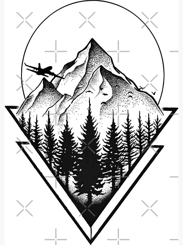 airplane and mountains tattoo