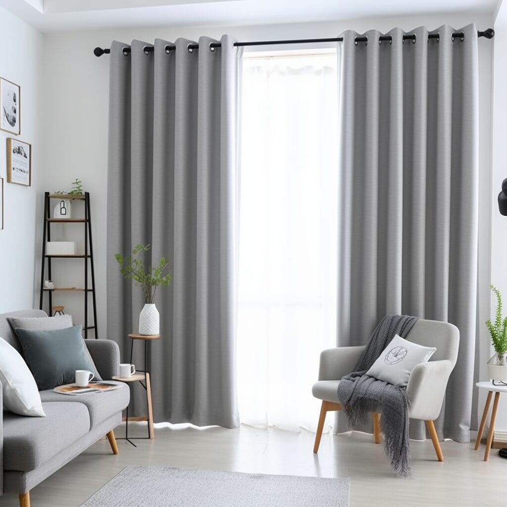 a living room curtain with blackout lining