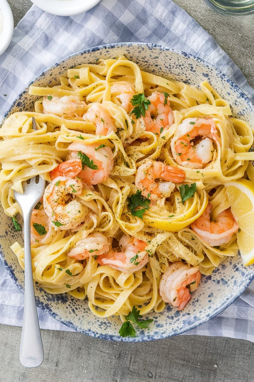 Lemon Garlic Parmesan Shrimp Pasta
