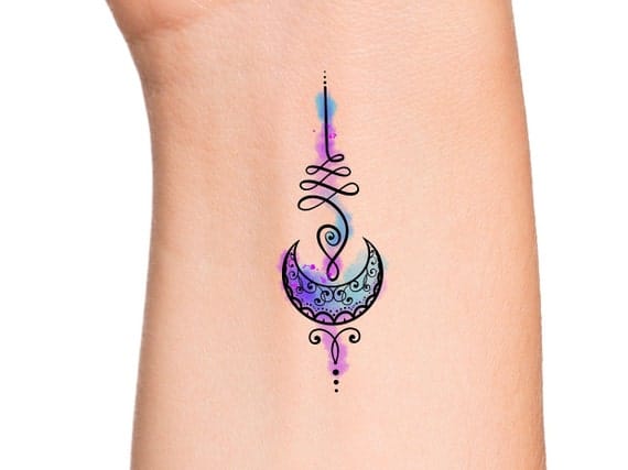 watercolor moon tattoo