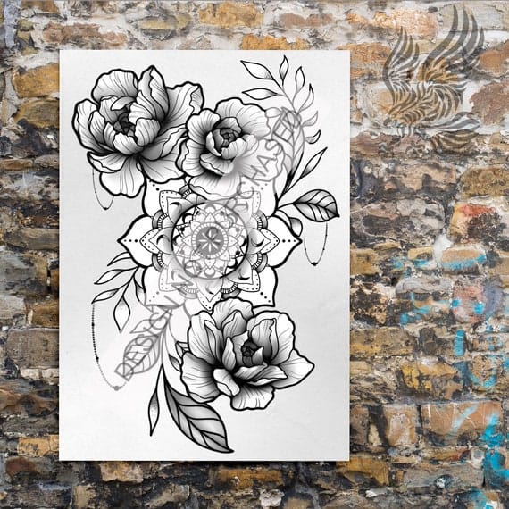 abstract floral mandala tattoo