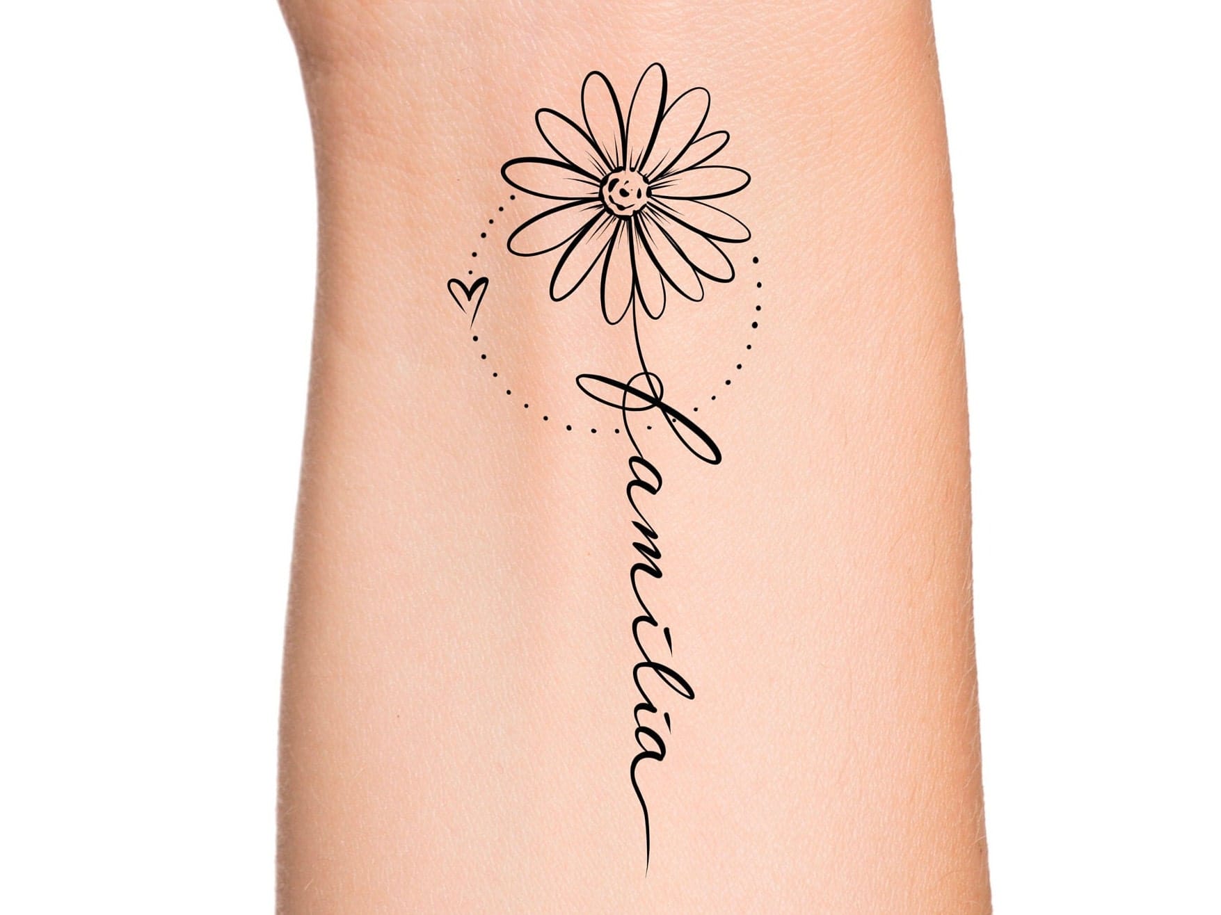daisy and initial tattoo