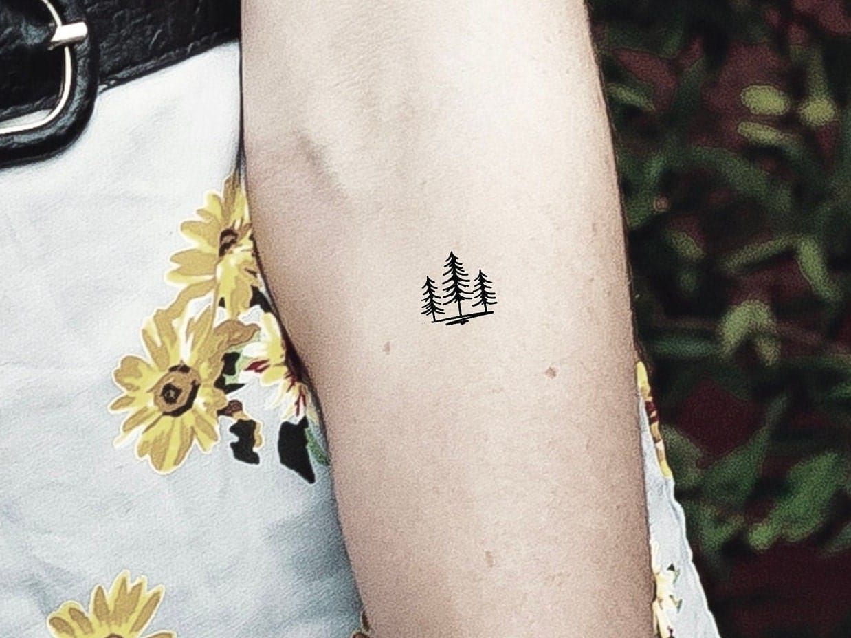 minimalist forest tattoo