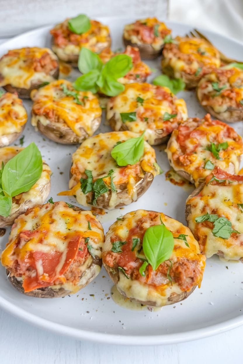 Cheesy Pizza Stuffed Mushrooms