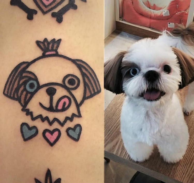 cartoon pet portrait tattoo