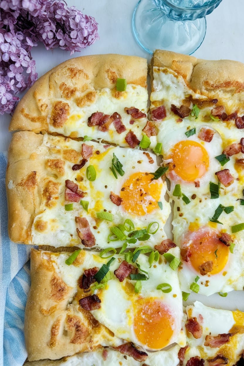 Breakfast Pizza with Bacon and Eggs