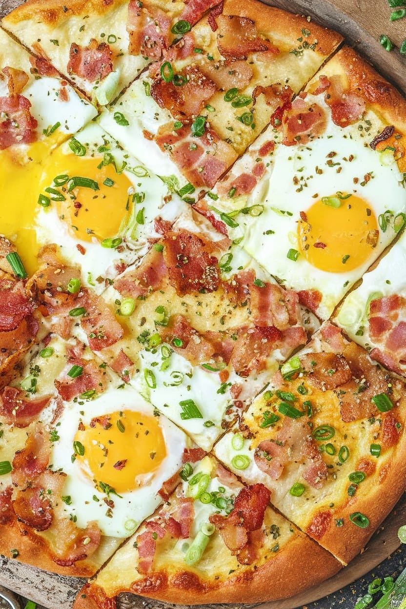 Breakfast Pizza with Bacon and Eggs