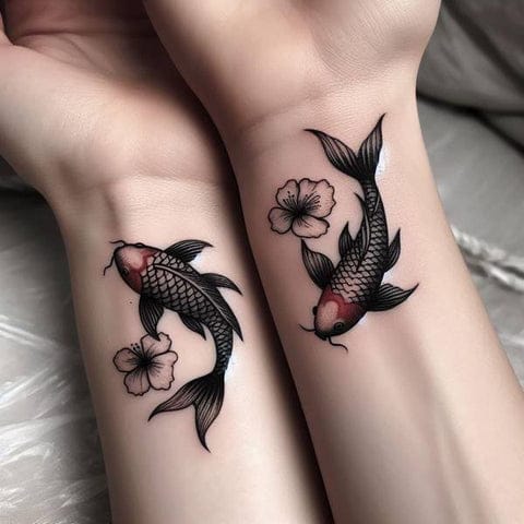 koi fish couple tattoo