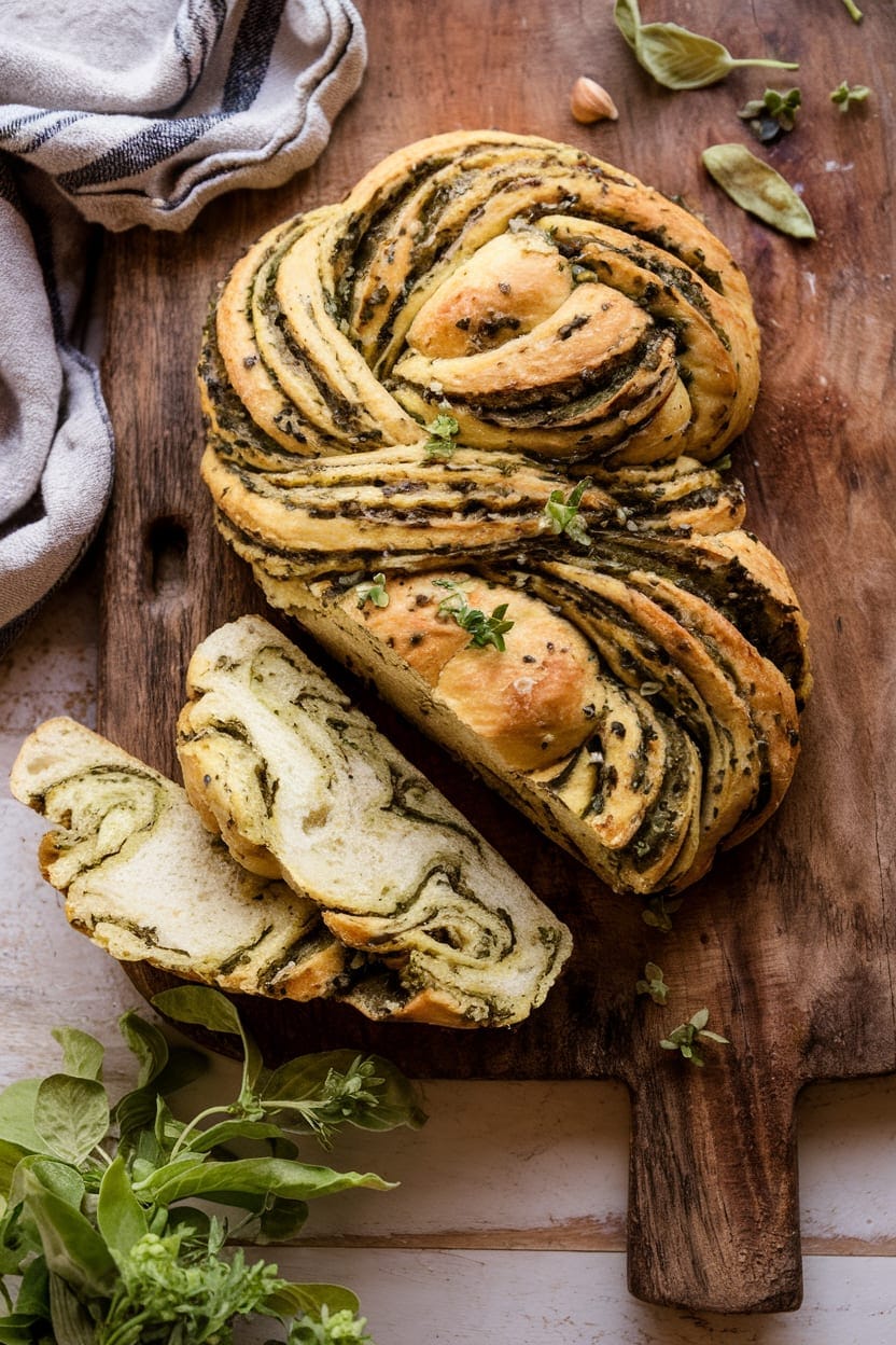 Swirled Garlic Herb Bread