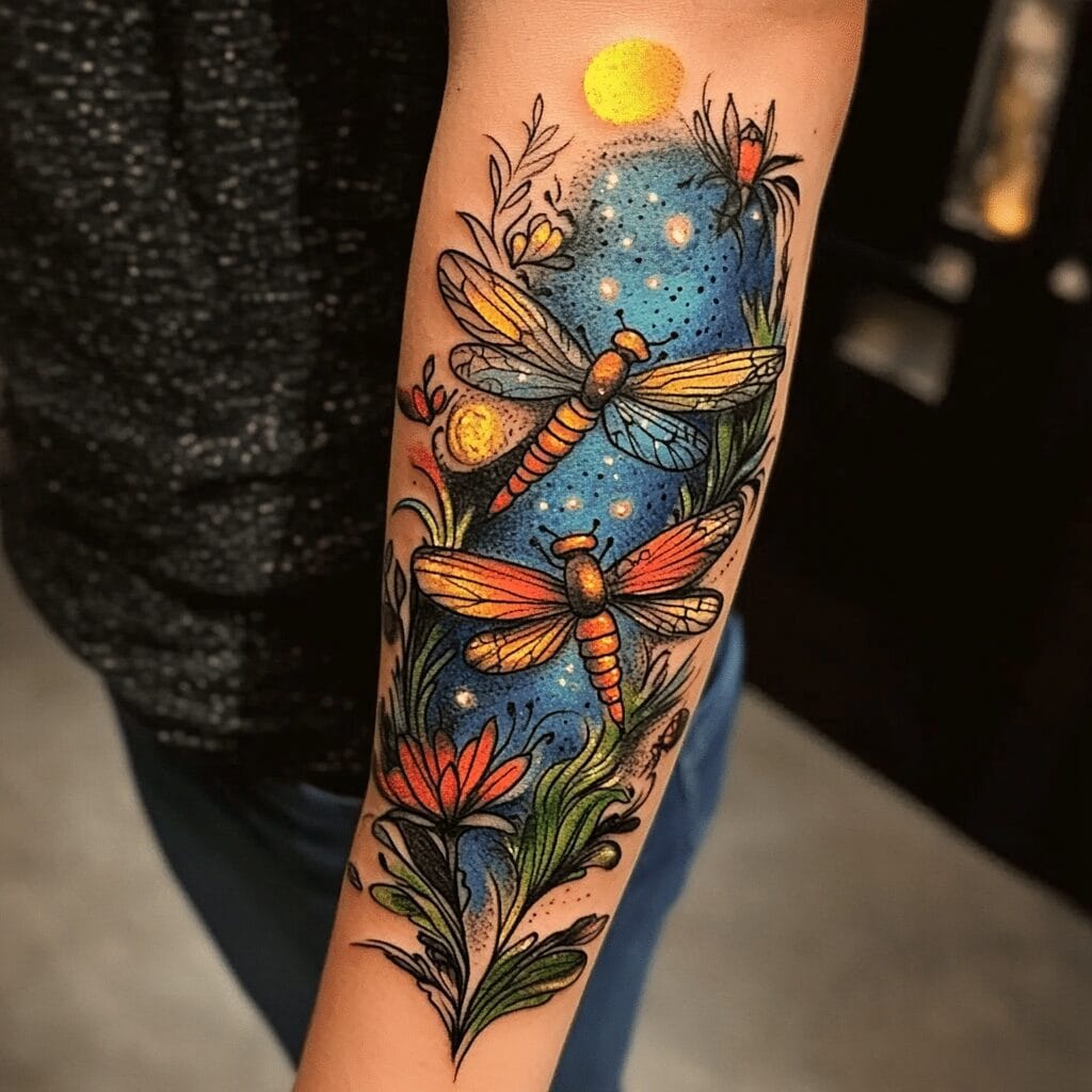 a beautiful firefly tattoo with custom details