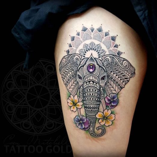 mandala elephant tattoo