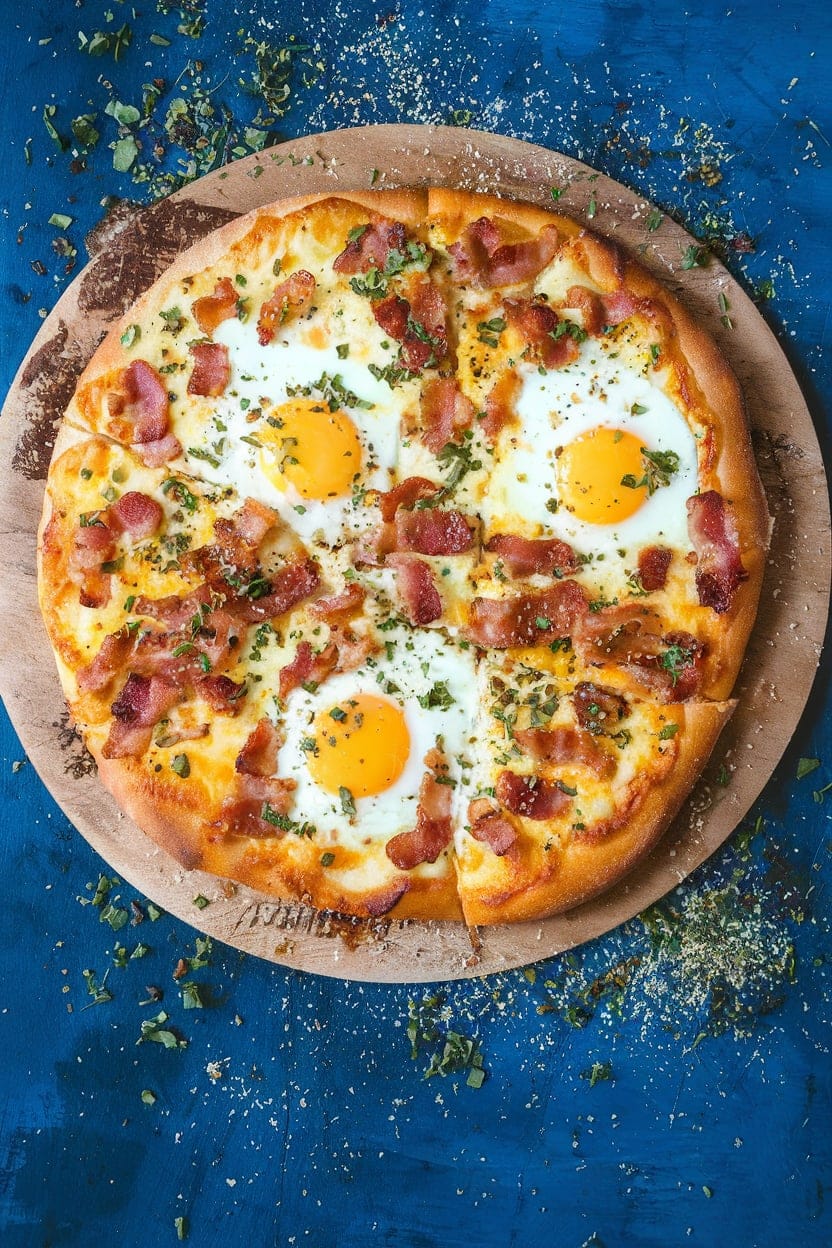 Breakfast Pizza with Bacon and Eggs
