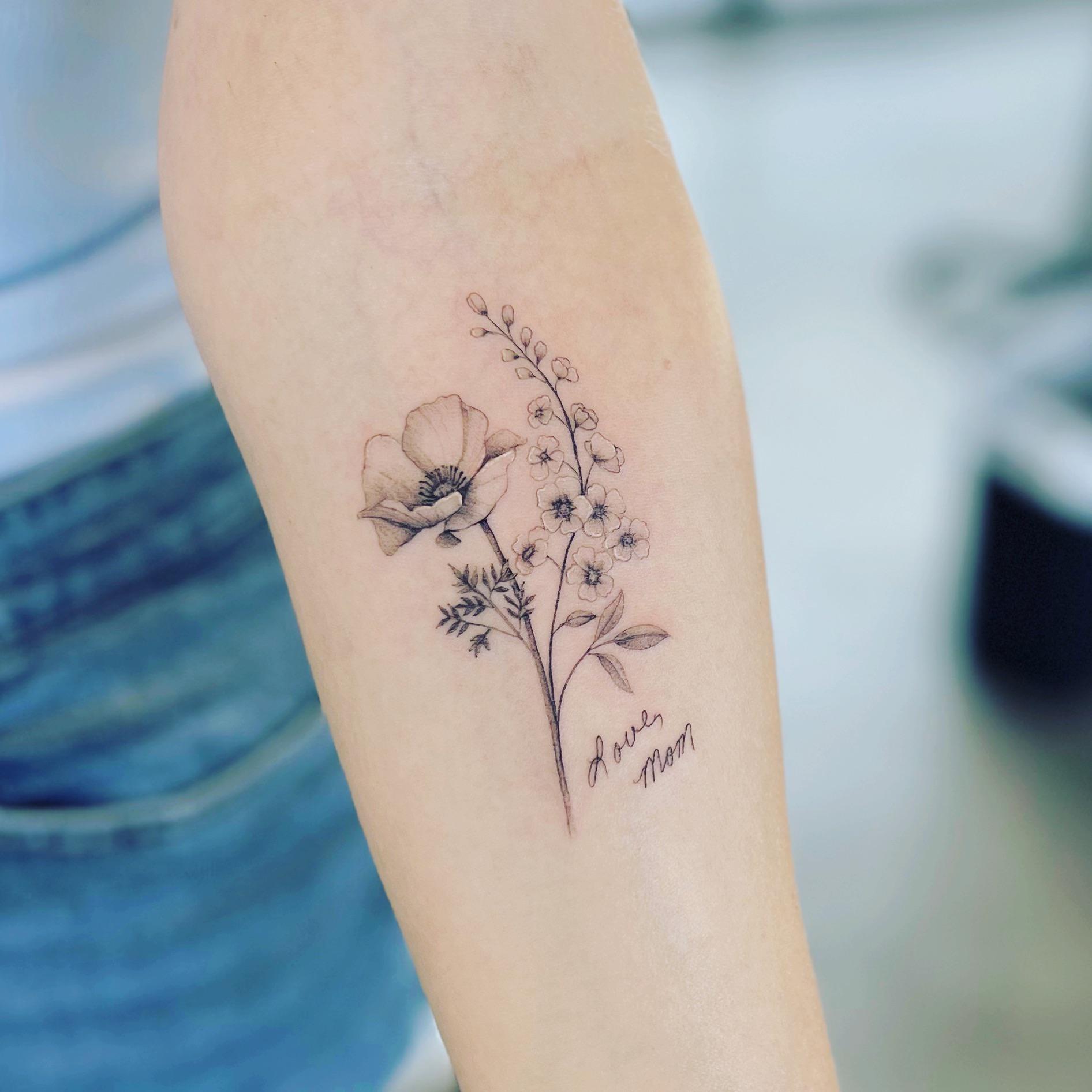 memorial flower tattoo