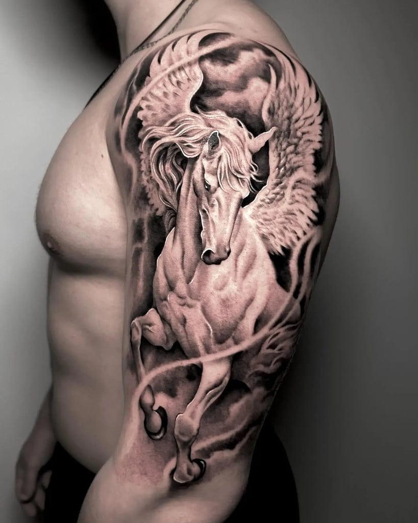 glowing pegasus tattoo