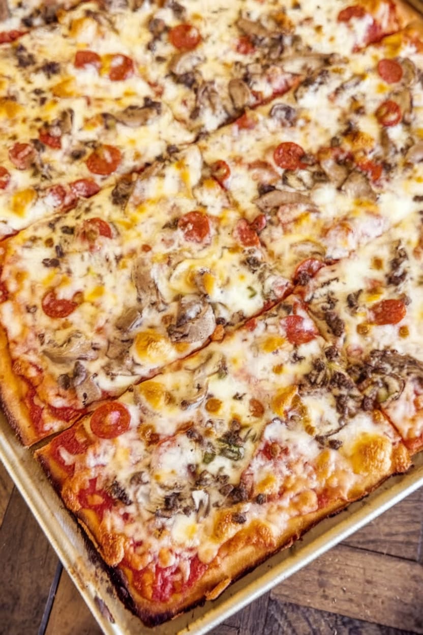 School Cafeteria Rectangle Pizza