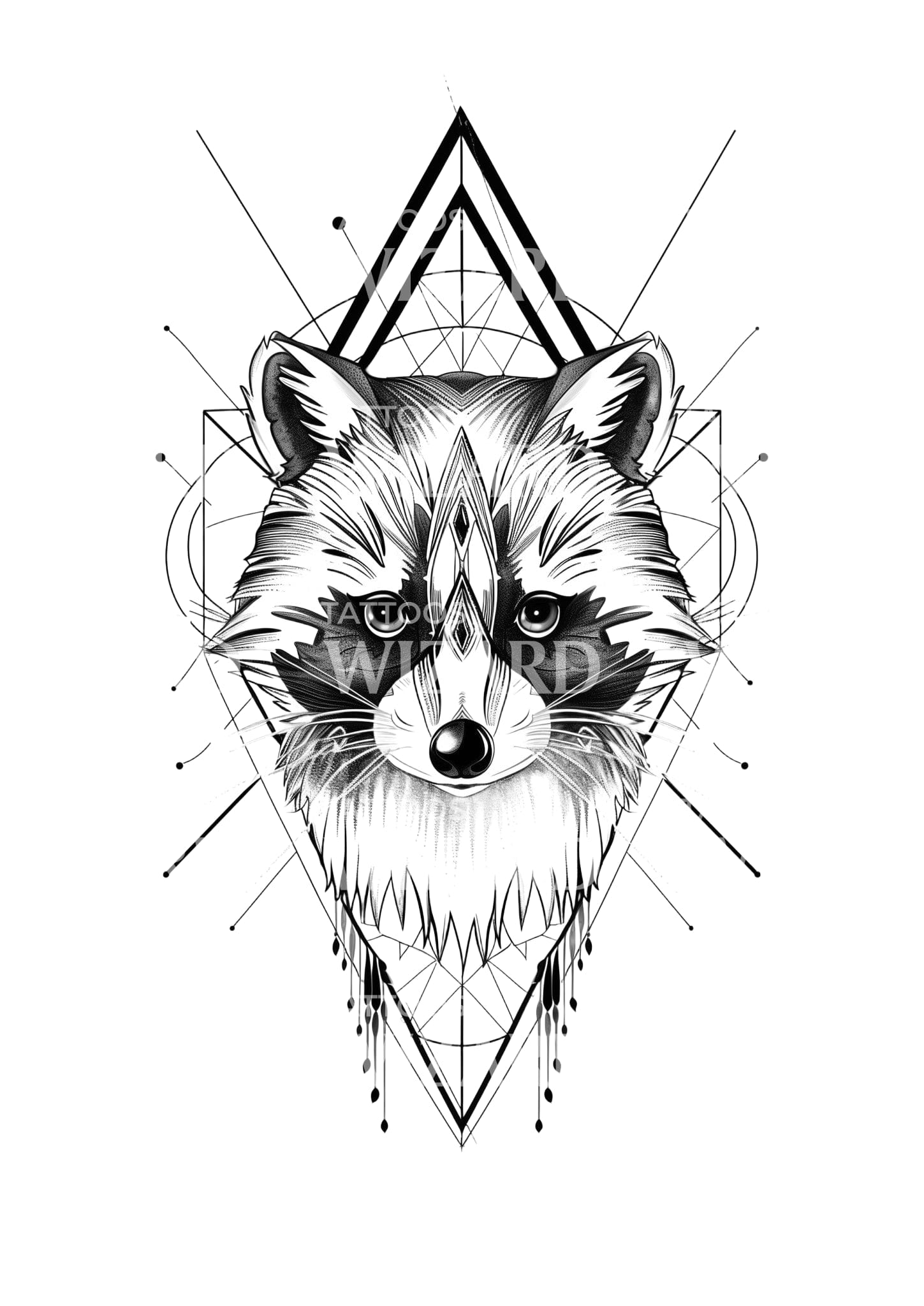 geometric raccoon tattoo