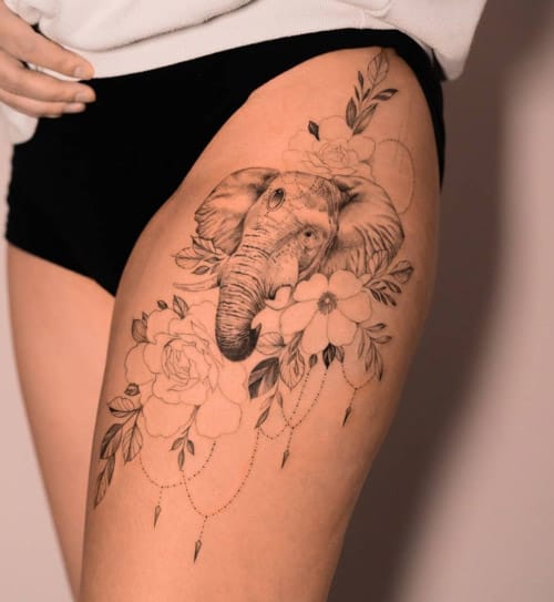 leg elephant tattoo