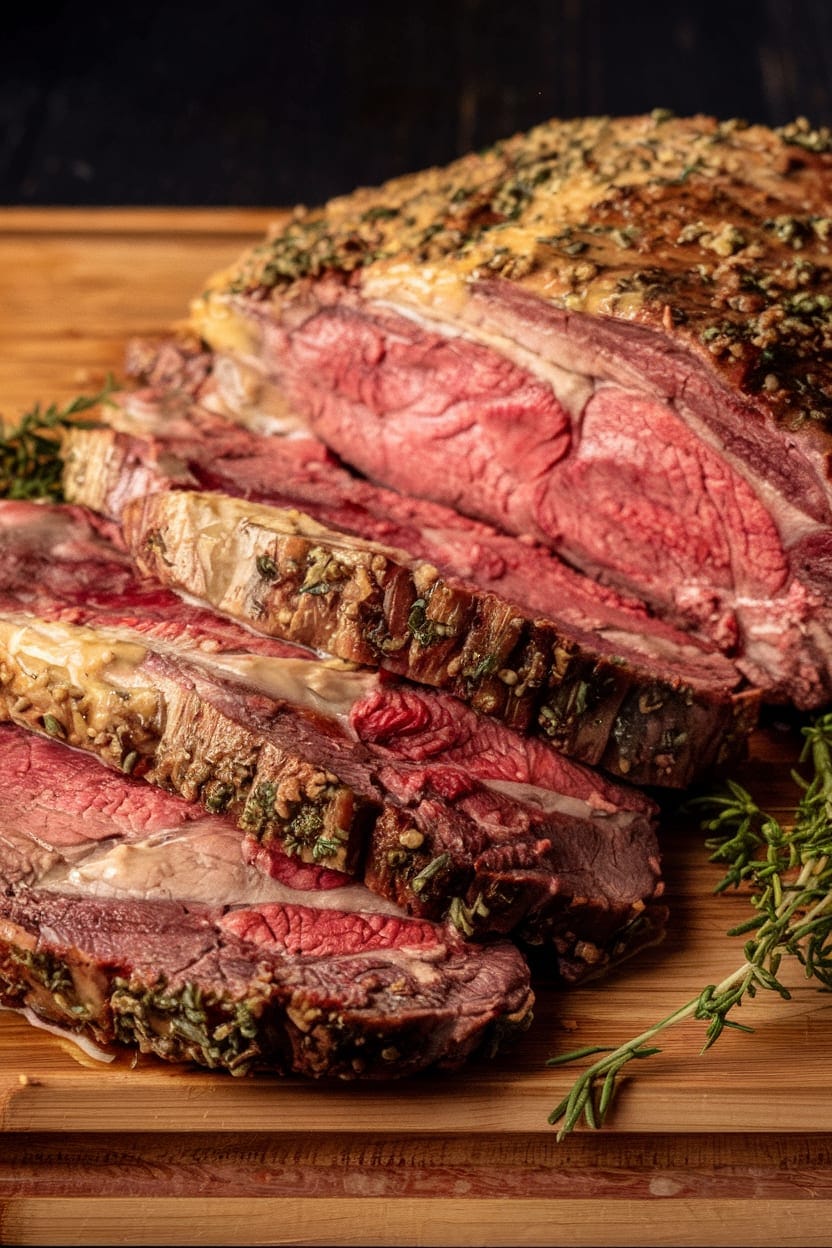 Prime Rib with Garlic Herb Butter