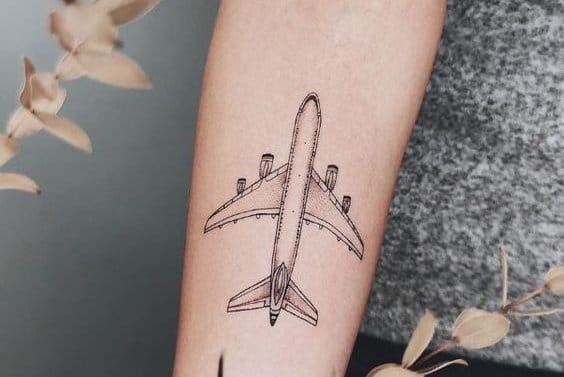 detailed airplane tattoo