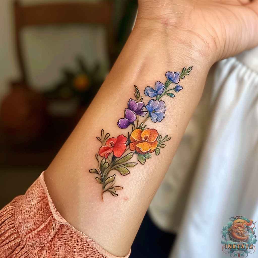 sweet pea flower tattoo