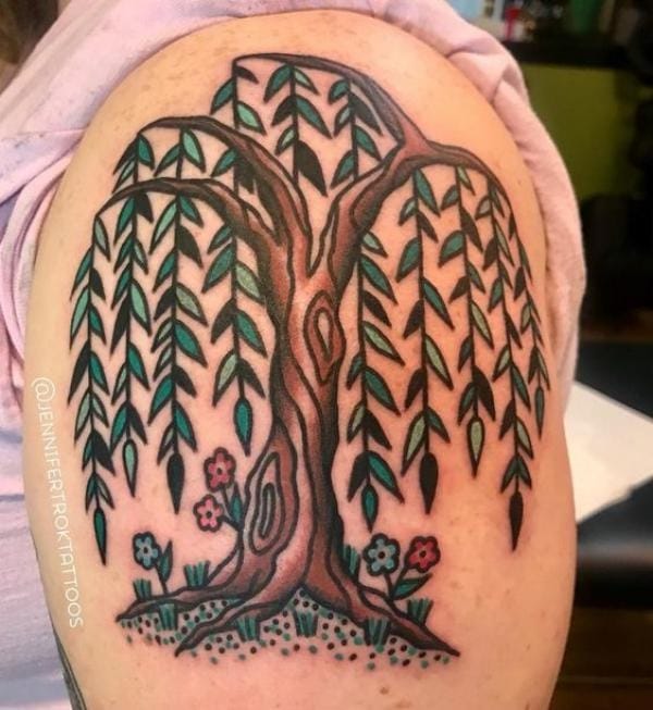 traditional willow tree tattoo