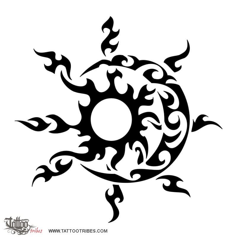 tribal sun and moon tattoo