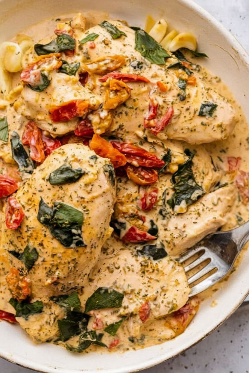 Slow Cooker Creamy Tuscan Chicken