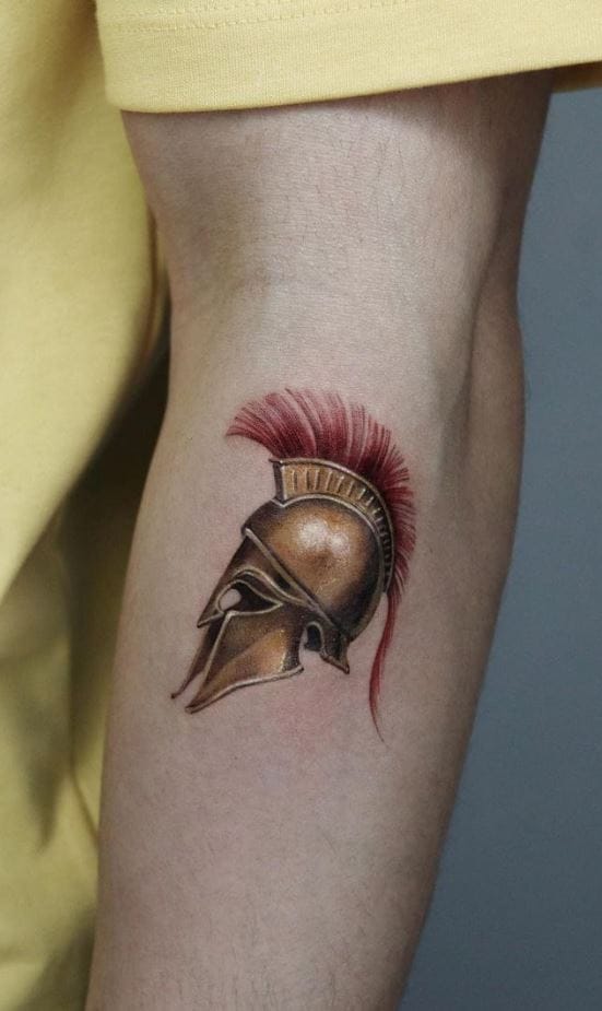 warrior's helmet tattoo