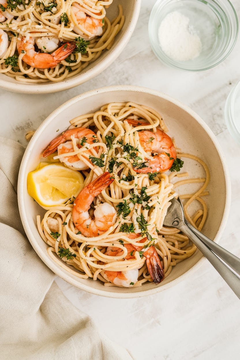 Lemon Garlic Parmesan Shrimp Pasta