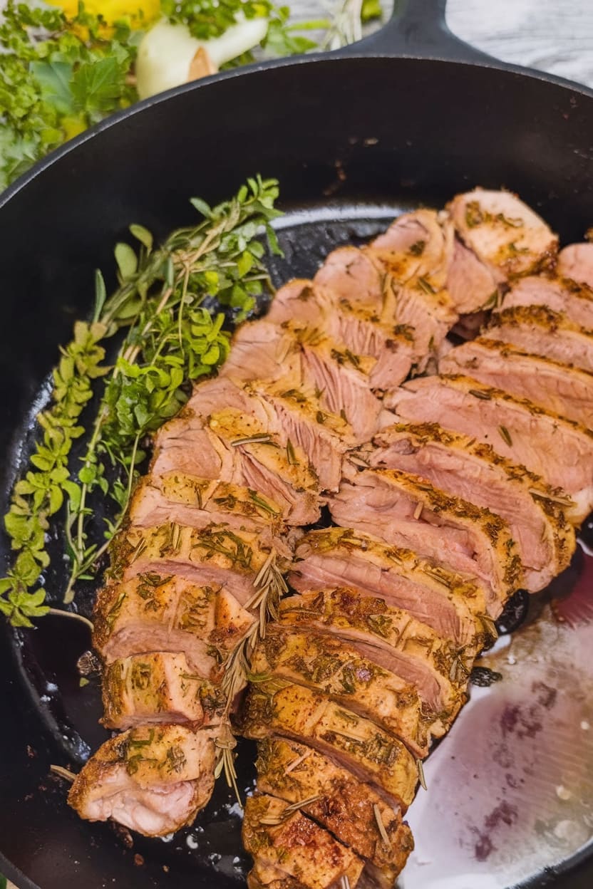One-Skillet Herb Crusted Pork Tenderloin