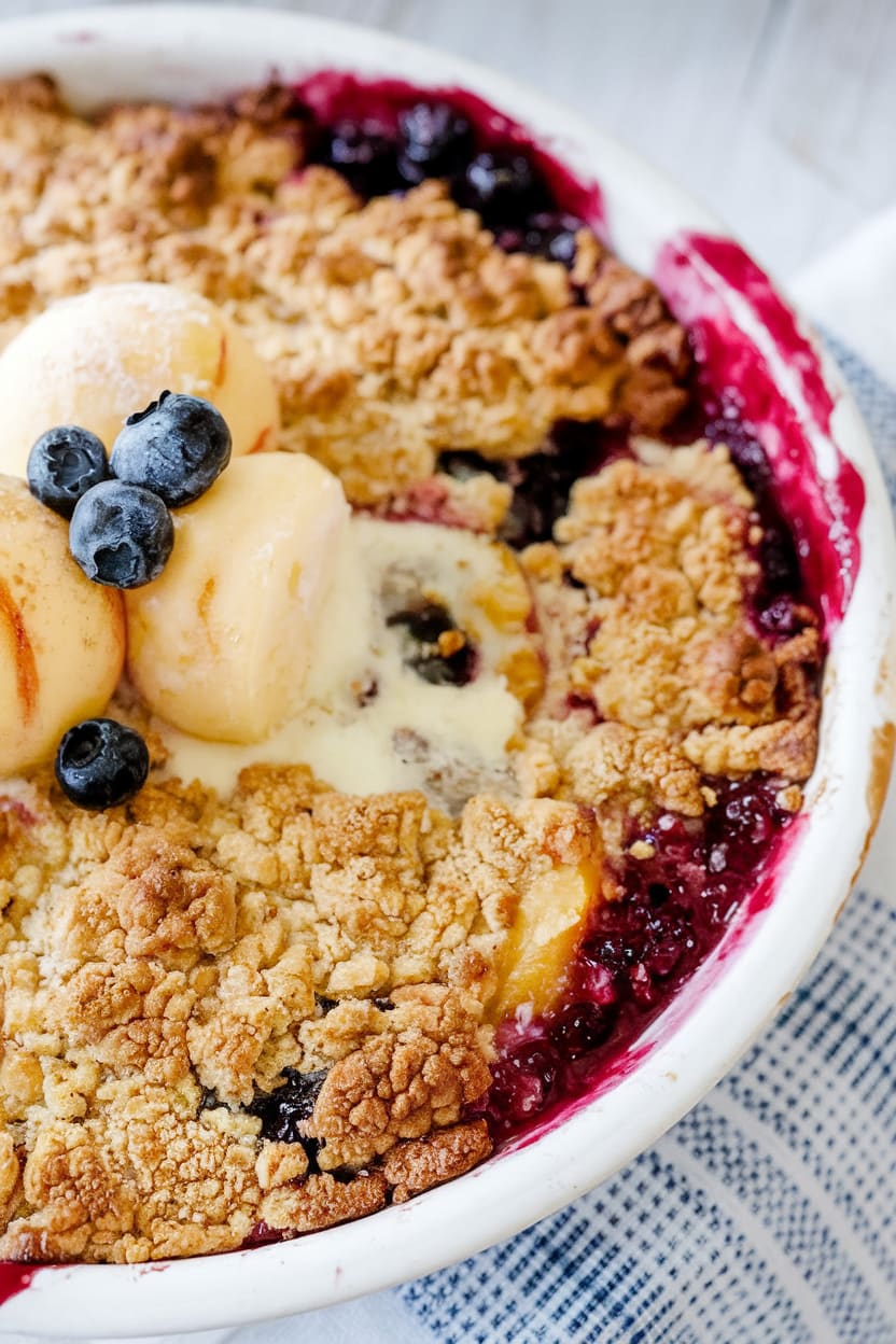Peach and Blueberry Crisp