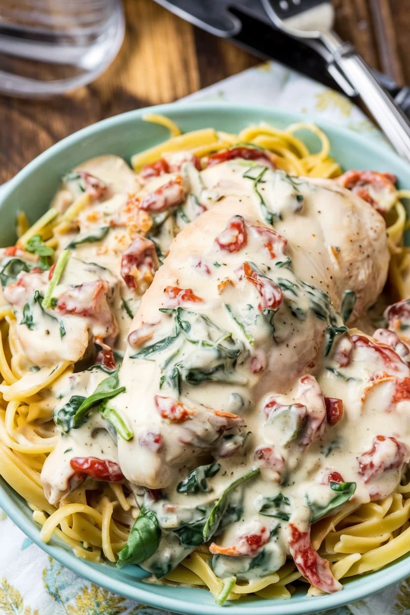 Slow Cooker Creamy Tuscan Chicken