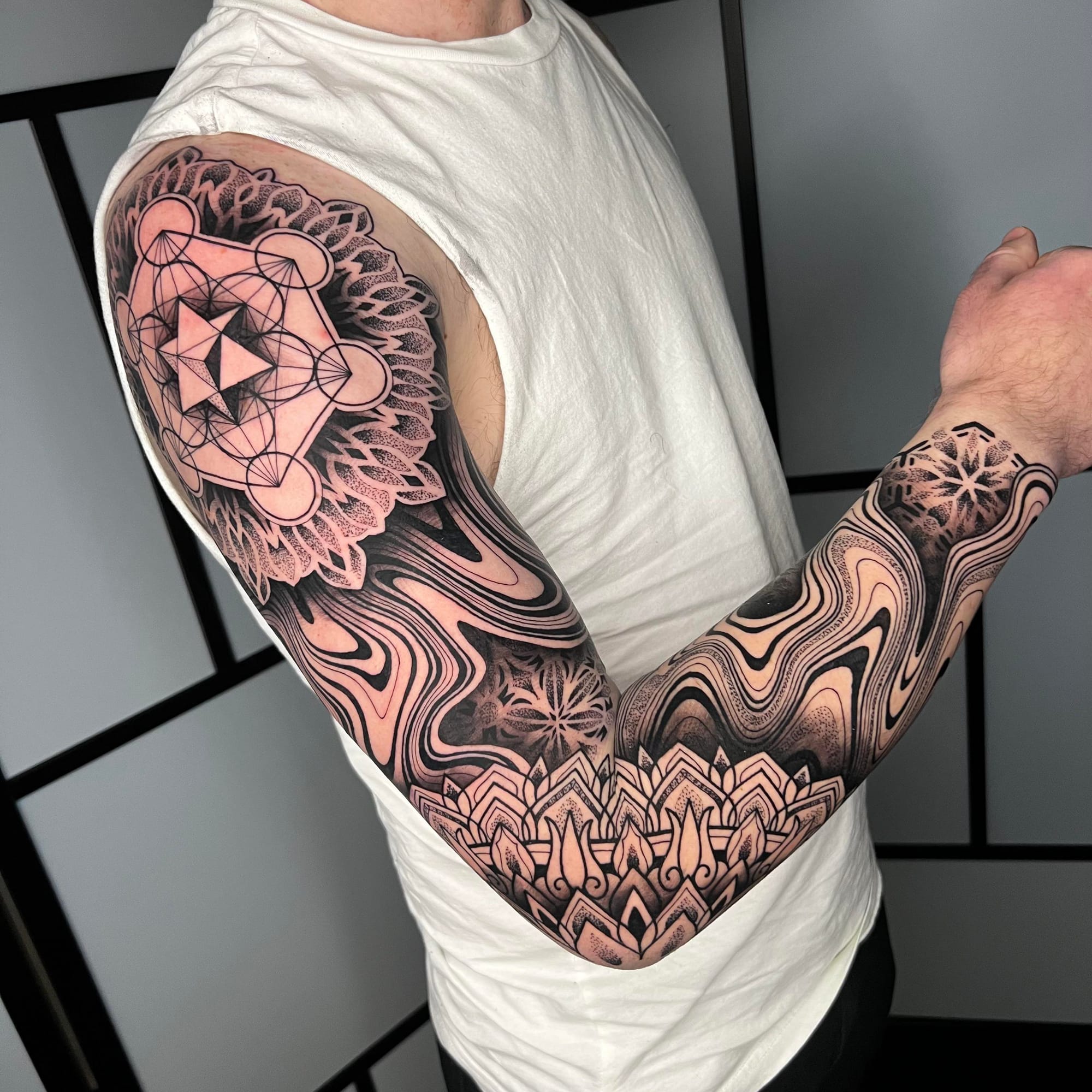 geometric sleeve tattoo