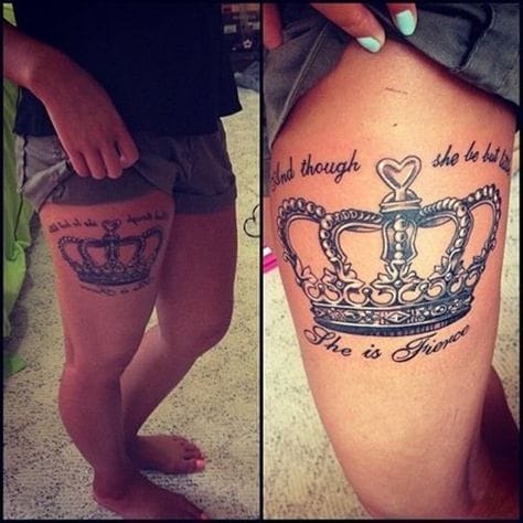 thigh crown tattoo
