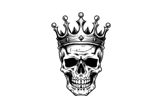 skull wearing crown tattoo