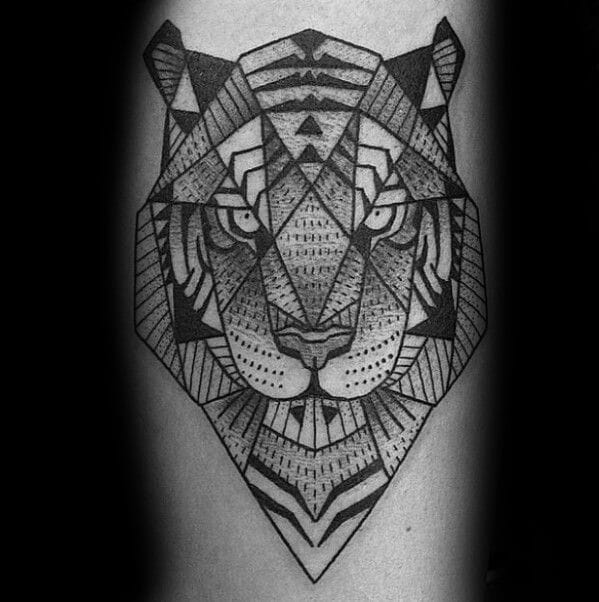 geometric tiger head tattoo